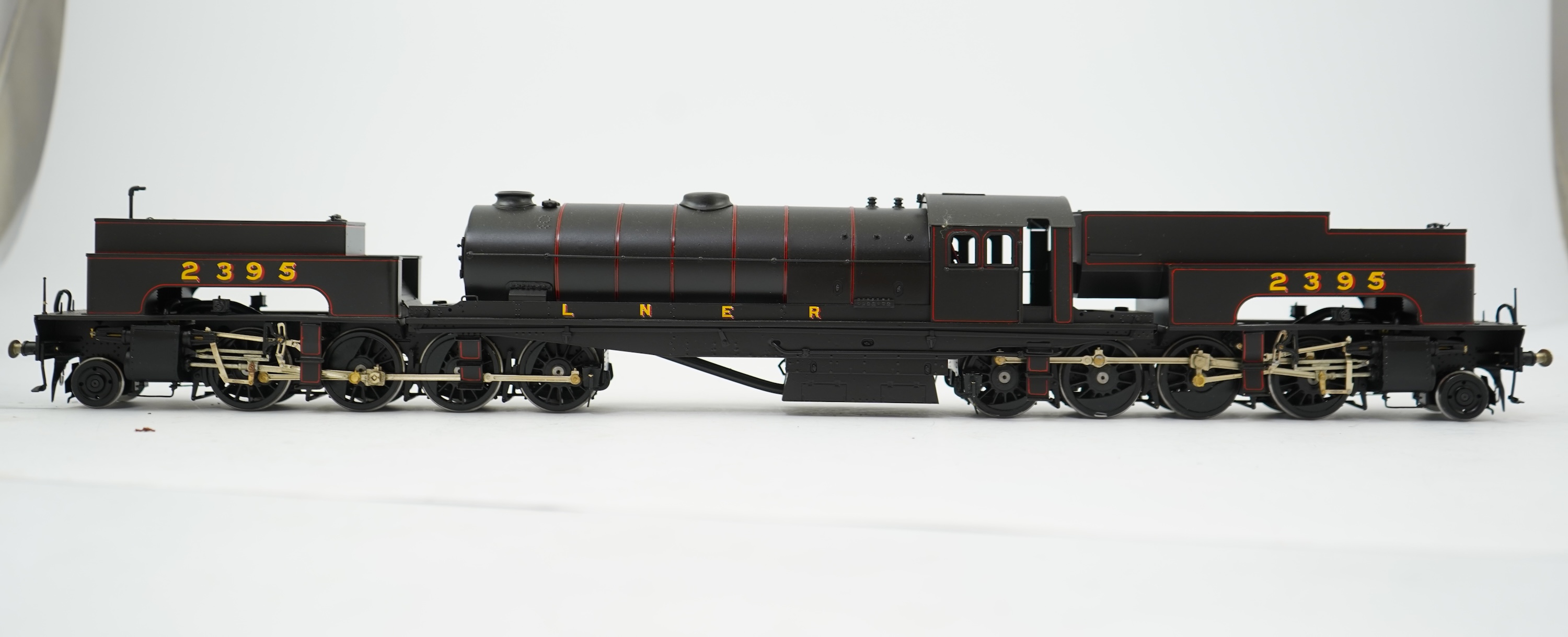 A 0 Gauge Gladiator Kits model of LNER Class U1 2395, Garratt 2-8-0+0-8-2 locomotive, a highly detailed model, constructed painted and lined out to a very high standard and powered for two rail operation.